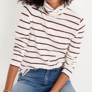 Madewell Whisper Cotton Turtleneck Striped size XS
